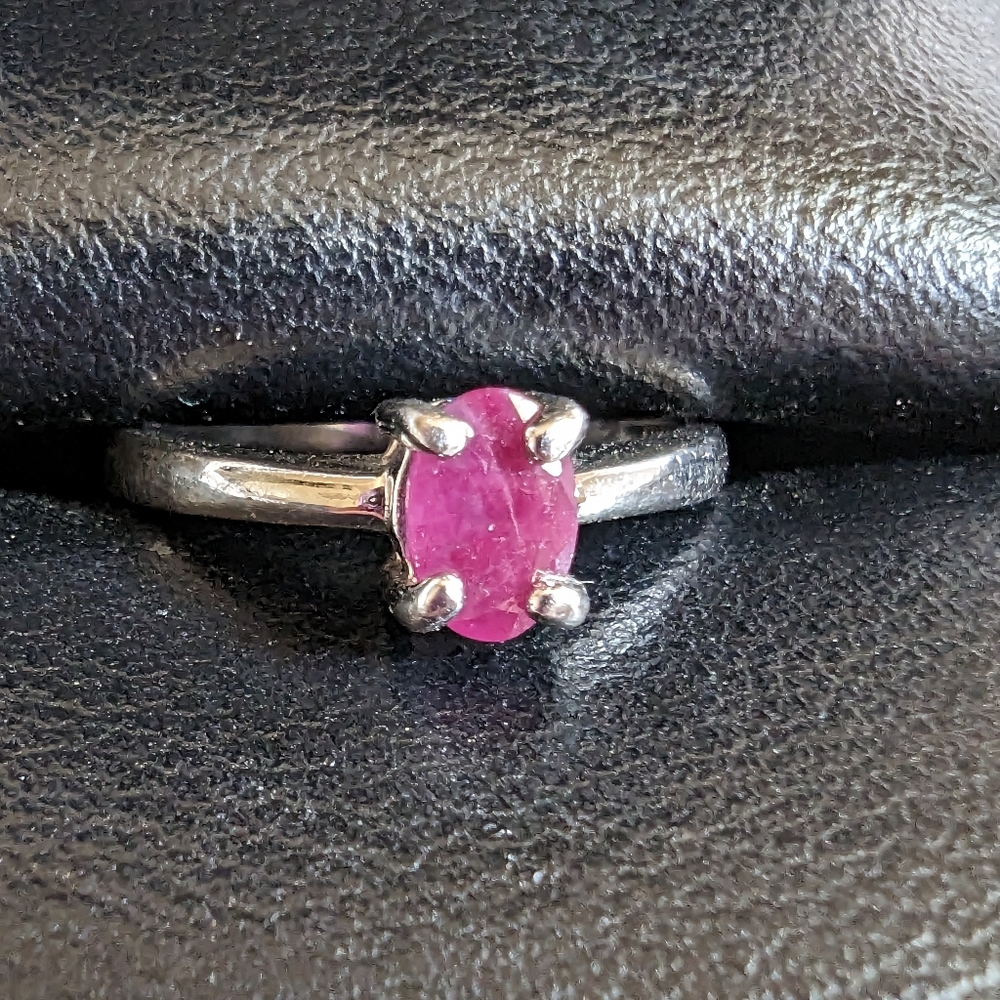 Genuine Indian Ruby 925 Silver Ring - image 1